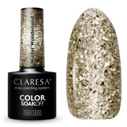 Claresa Lakier Hybrydowy Winter Wonderland 5 Złoty Brokat 5g