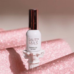 Saute Nails Shimmer Top No Wipe 8ml Z Drobinką Top Bez Przemywania