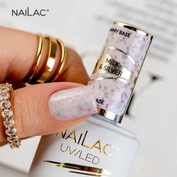 NaiLac Baza Kauczukowa Glammy Base Milk&Silver 7ml