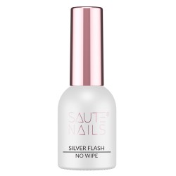 Saute Nails Top Hybrydowy No Wipe Silver Flash 8ml