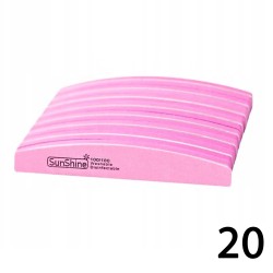 SunShine Polerka Do Paznokci Łódka 100/180 Różowa Pakiet 20 Sztuk