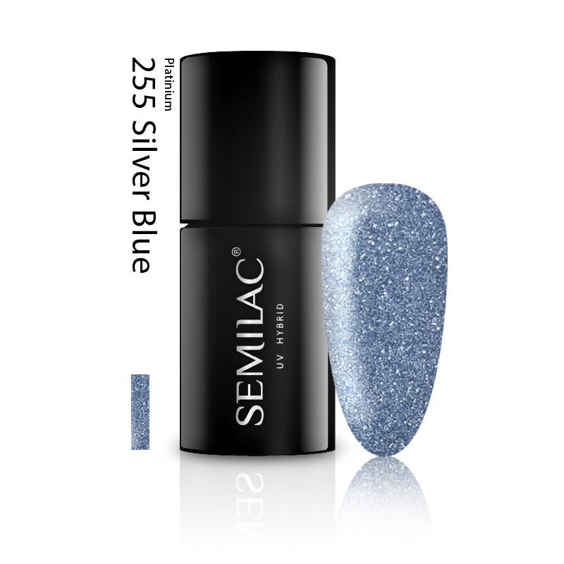 Semilac lakier hybrydowy platinum 255 SILVER BLUE 7ml