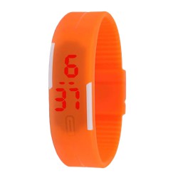 Silikonowy Zegarek LED Opaska Pomarańczowa