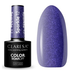 Claresa Lakier Hybrydowy Brokatowy Sparkle 12 Fioletowy 5g