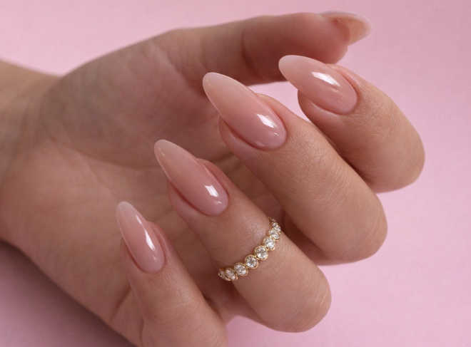 paznokcie z delikatnym polyskiem