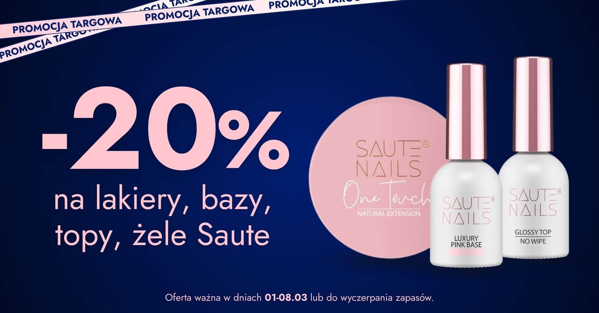 -20% na lakier, bazy, topy i żele Saute
