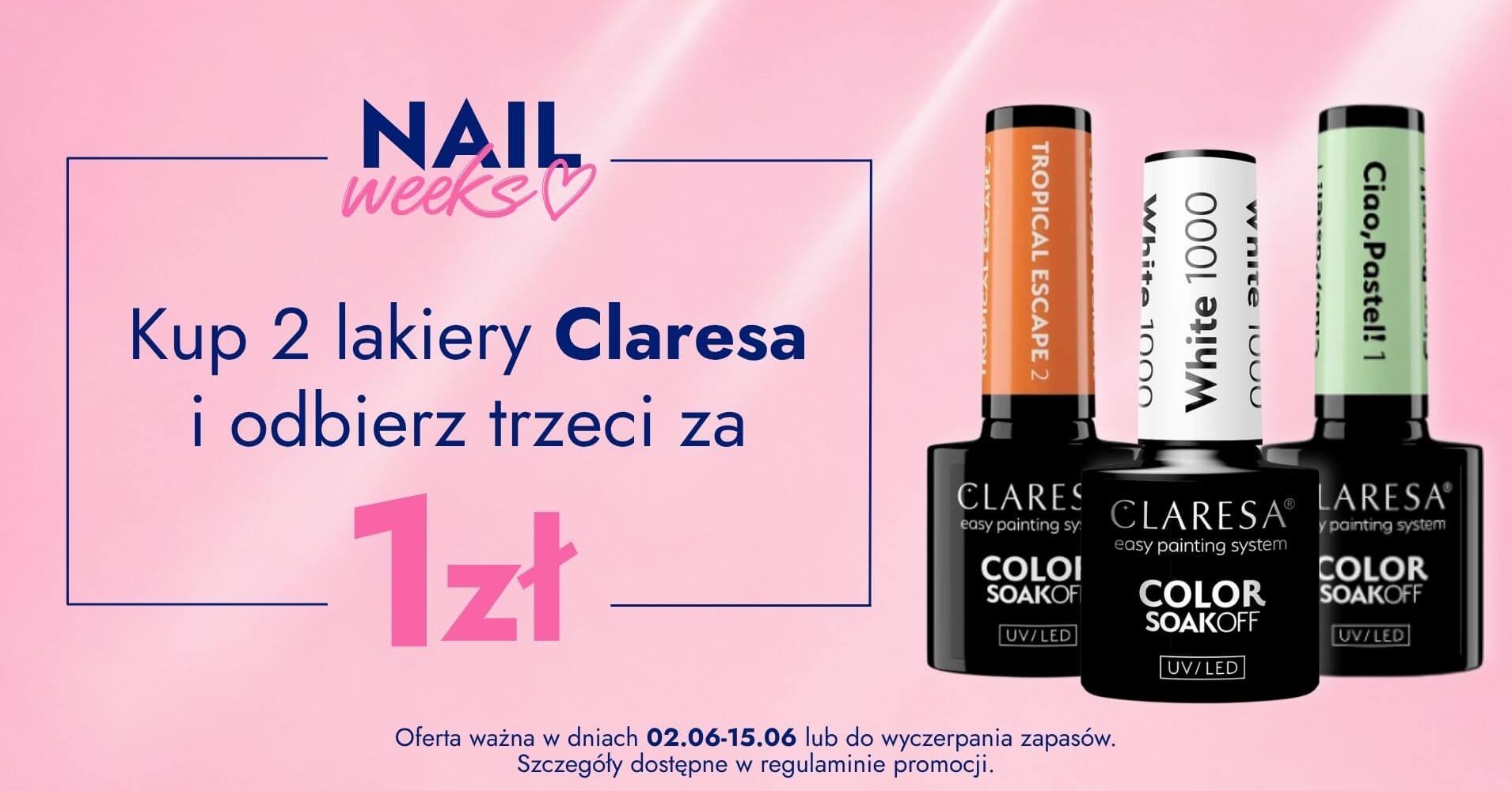 Kup 3 lakiery Claresa i odbierz trzeci za 1 zł, szczegóły w regulaminie