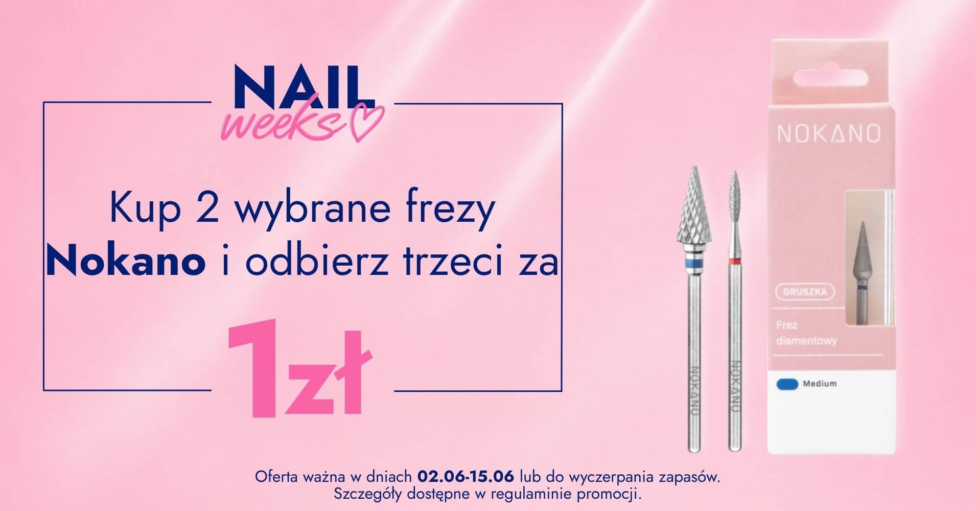 Kup 2 frezy diamentowe Nokano i odbierz trzeci za 1 zł, szczegóły w regulaminie