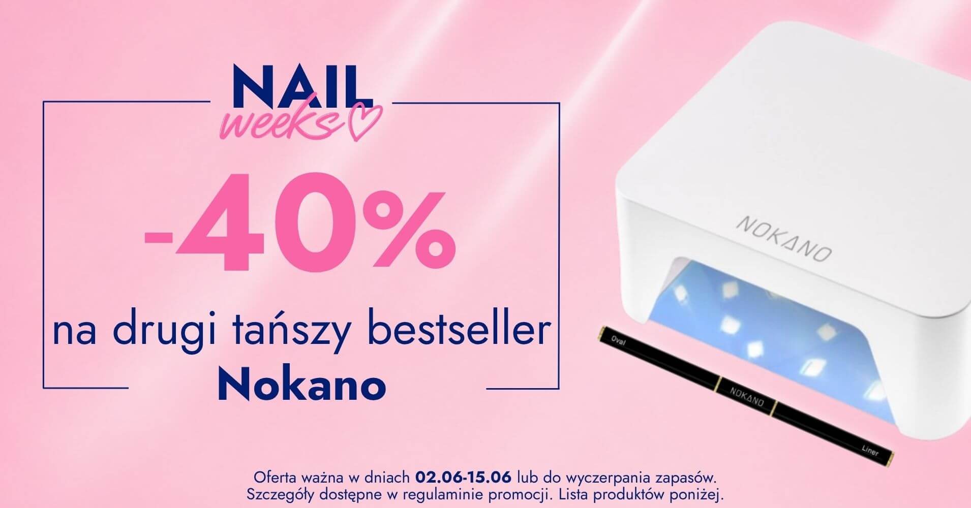 -40% na drugi tańszy bestseller Nokano, szczegóły w regulaminie, listing z informacja 'produkty poniżej'