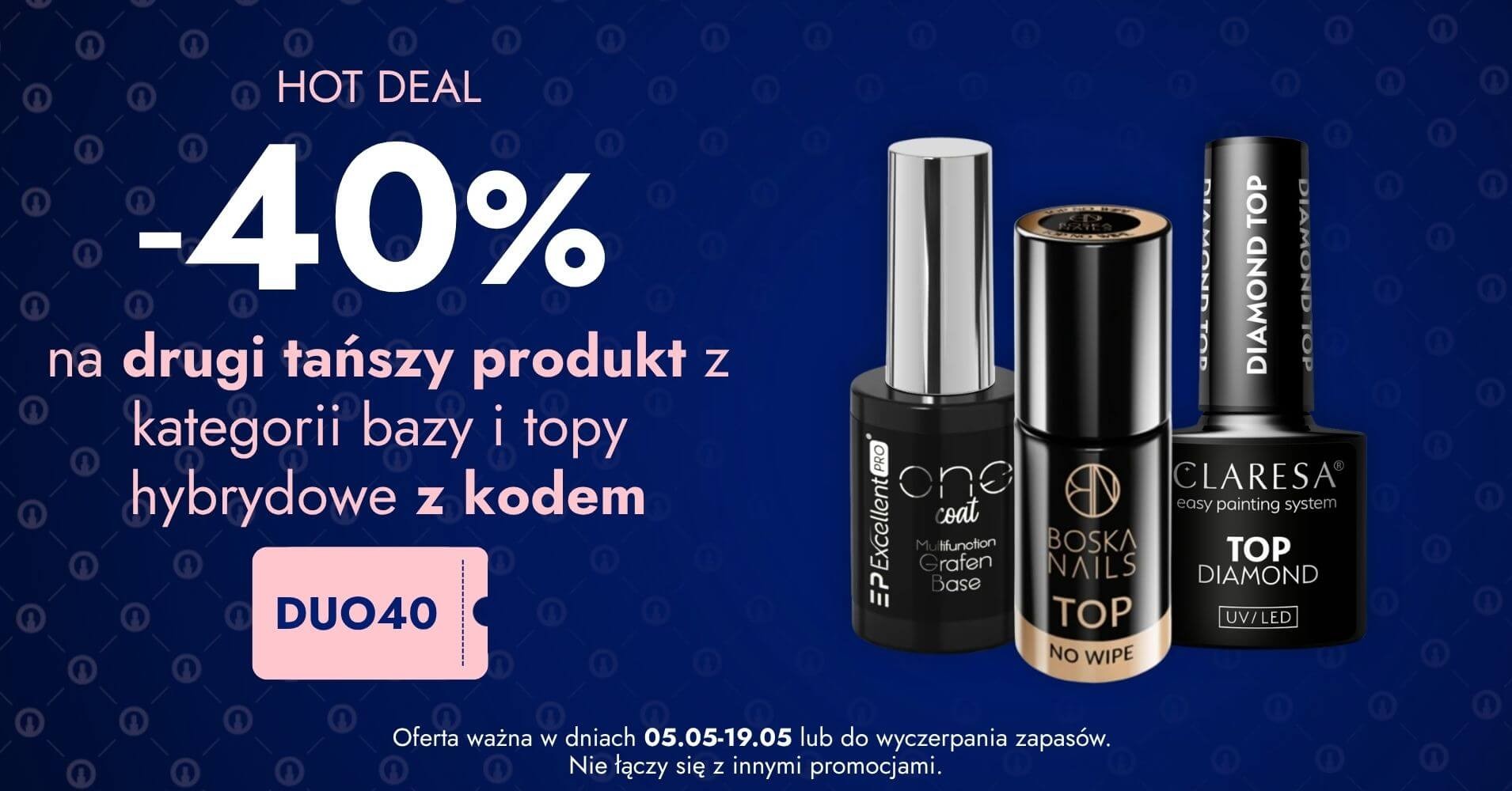 -40% na drugi tańszy produkt z kategorii bazy i topy hybrydowe DUO40