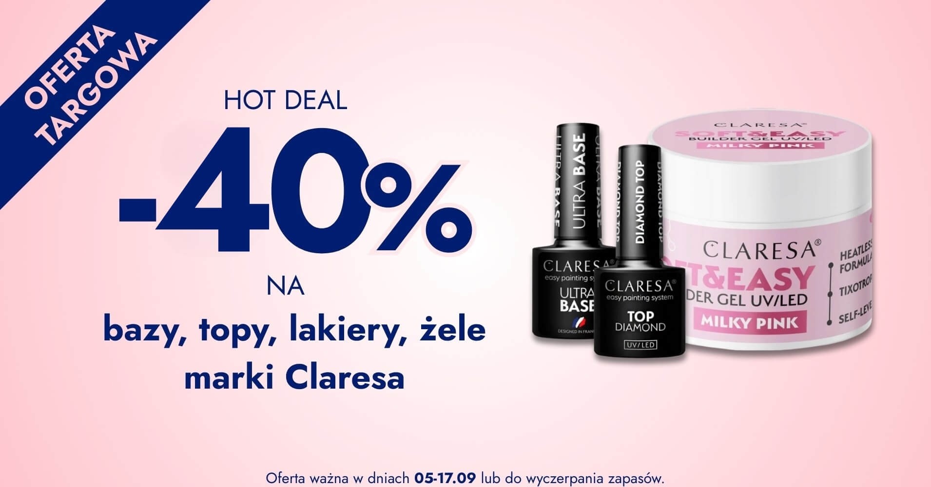 -40% na bazy, topy, lakiery marki Claresa