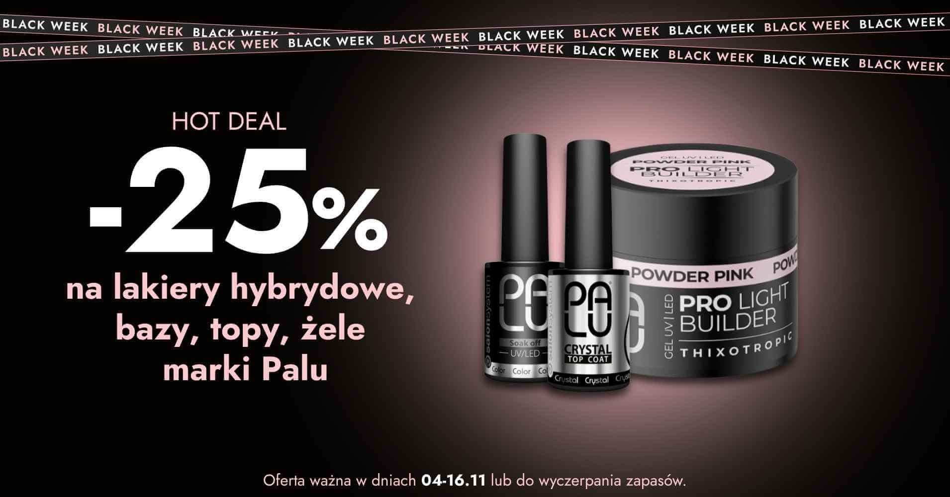 -25% na lakiery hybrydowe, bazy, topy, żele marki Palu