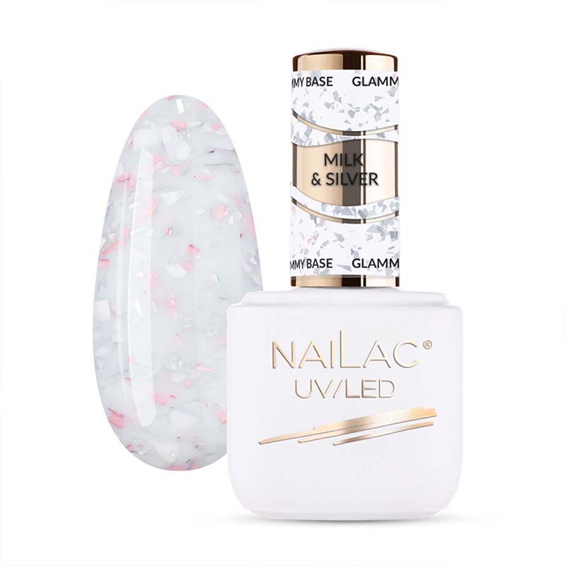 NaiLac Baza Kauczukowa Glammy Base Milk&Silver 7ml