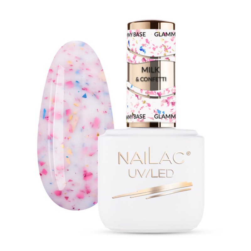 NaiLac Baza Kauczukowa Glammy Base Milk&Confetti 7ml