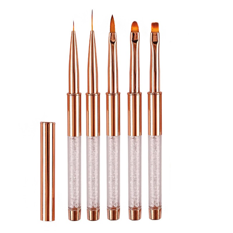 Zestaw 5 Pędzelków  Z Cyrkoniami Rose Gold