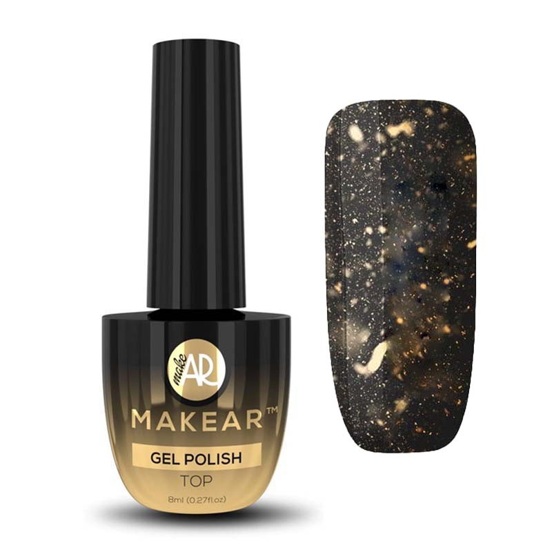 Makear Top No Wipe Z Drobinkami Folii Gold 8ml