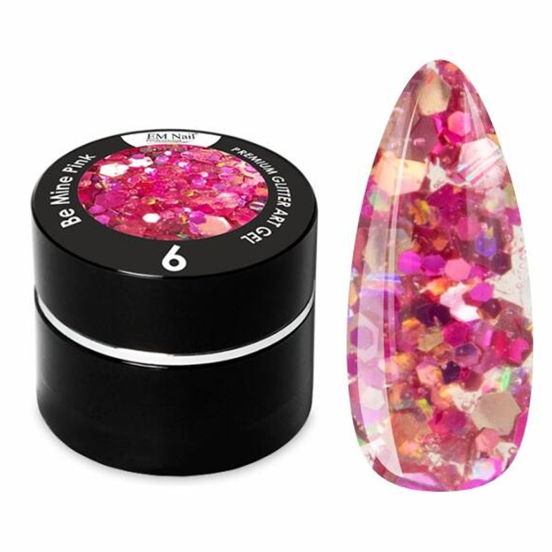 EM Nail Żel Do Zdobień Premium Glitter Artgel Be Mine Pink 6 5ml