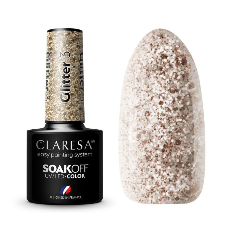 Claresa Lakier Hybrydowy Glitter Nr 3 5ml