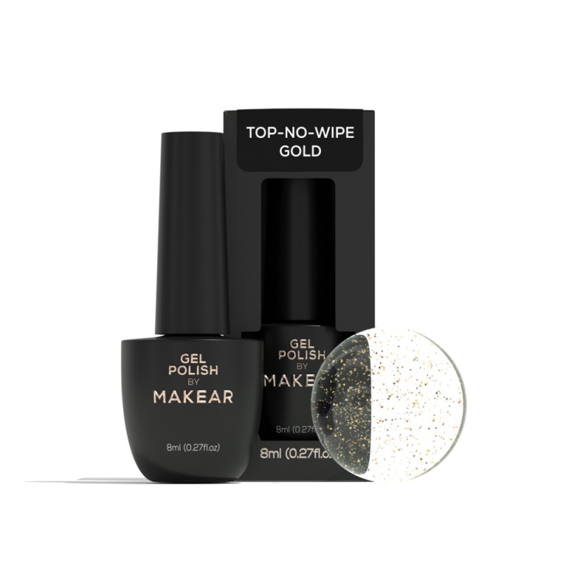 Makear Top No Wipe Z Drobinkami Folii Gold 8ml