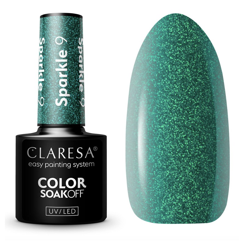 Claresa Lakier Hybrydowy Brokatowy Sparkle 9 Zielony 5g
